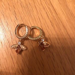 Gold Bee Hoop Earrings